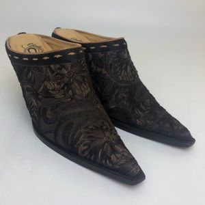 Charlie 1 Horse Tooled Hair-On Hide Mules